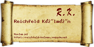Reichfeld Kálmán névjegykártya